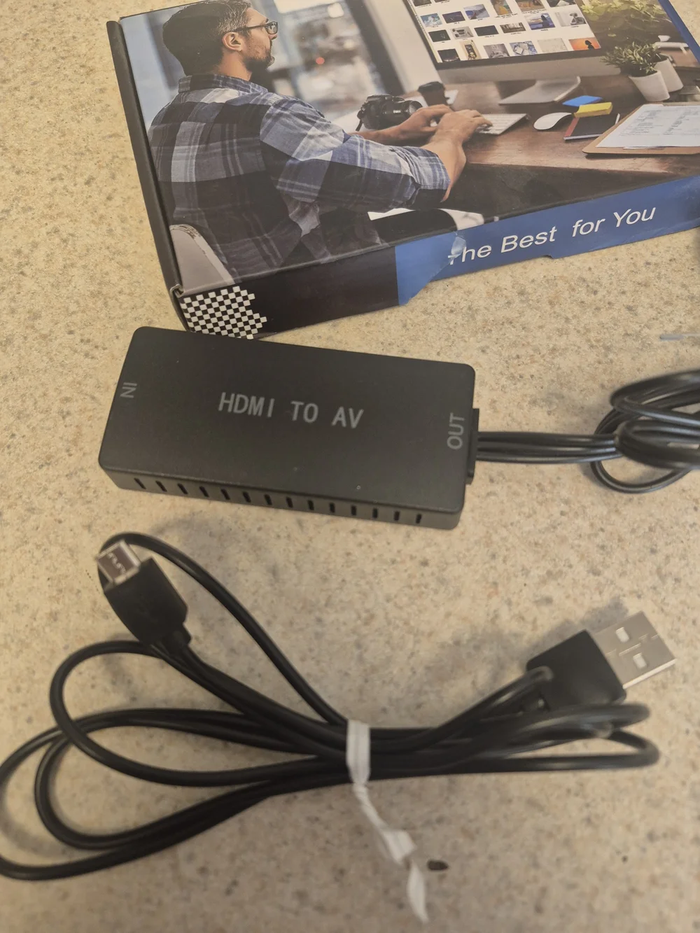 HDMI to AV Converter with RCA Cables and USB Power